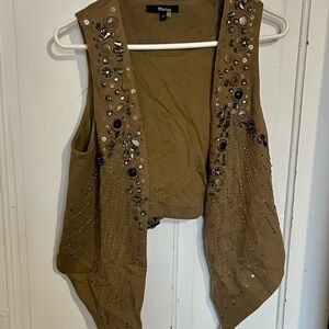 Embellished Green Cropped Vest